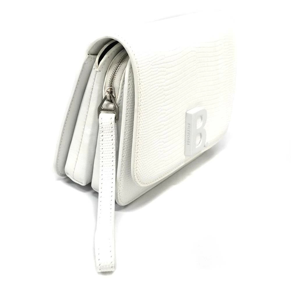Balenciaga B Logo Plaque Crossbody Bag croc embossed White - Picture 4 of 11